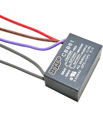 YOUNAFEN Black CBB61 1.5uF+2.5uF 3 Cables 250V 50/60Hz Condensador Para Ventilador De Techo, Módulo Condensador Generador Fuente De Alimentación, Motor De Arranque De Batería, Filtro De Corriente