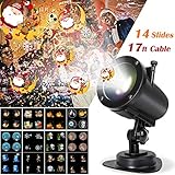 Christmas Projector Lights, Ocean Wave LED Light Projector Dynamically Changing Colorful Landscape Lights Waterproof Outdoor Indoor Xmas Party Yard Garden Decorations-14 Slides 17feet Cable