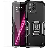 Lokyoo for T-Mobile REVVL 6 Pro 5G Case [not for 6], with a Tempered Glass Screen Protector, Military-Grade Ring Magnetic Car Mount Kickstand, Protective Phone Case for REVVL 6 Pro 5G-Black