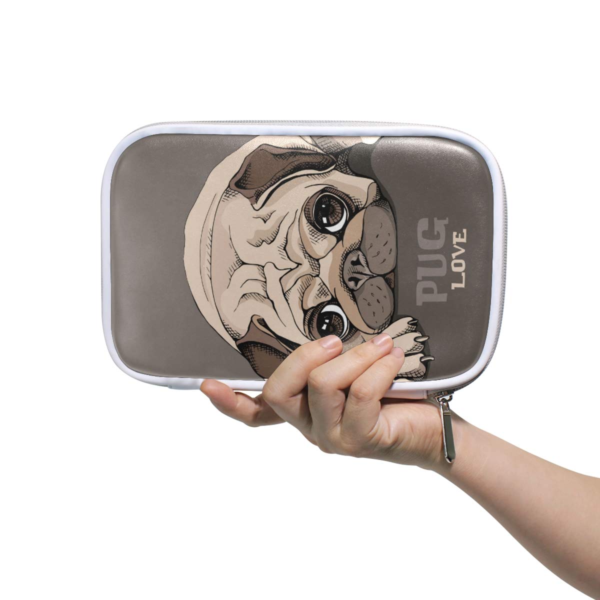 ISAOA Large Capacity Multifunction Pencil Case for School,Cute Pug Puppy Dog Coffe Brown Sturdy Stationery Pencil Pouch Cosmetic Bag Case for Pen Makeup Brush Notebook