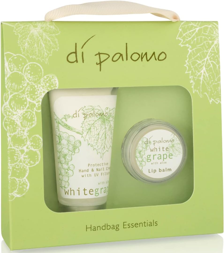 Di Palomo White Grape & Aloe Hand Cream Lip Balm Essentials Makeup Bag Gift Set