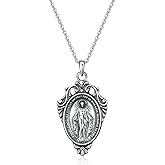 Rnivida 925 Sterling Silver Miraculous Medal Pendant Necklace for Women,Catholic Virgin Mary Jewelry Gifts for Her