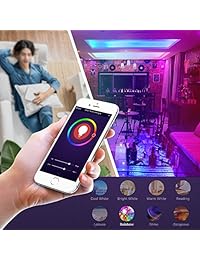 Smart Wifi Bombilla, LED RGB cambio de color, funciona con  Alexa y  Assistant, no requiere concentrador, A19 E26 Multicolor LUMIMAN, Multicolor, 7.50watts, 120.00 volts