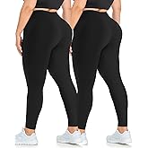 MOREFEEL Plus Size Leggings for Women-Stretchy X-Large-4X Tummy Control High Waist Spandex Workout Black Yoga Pants
