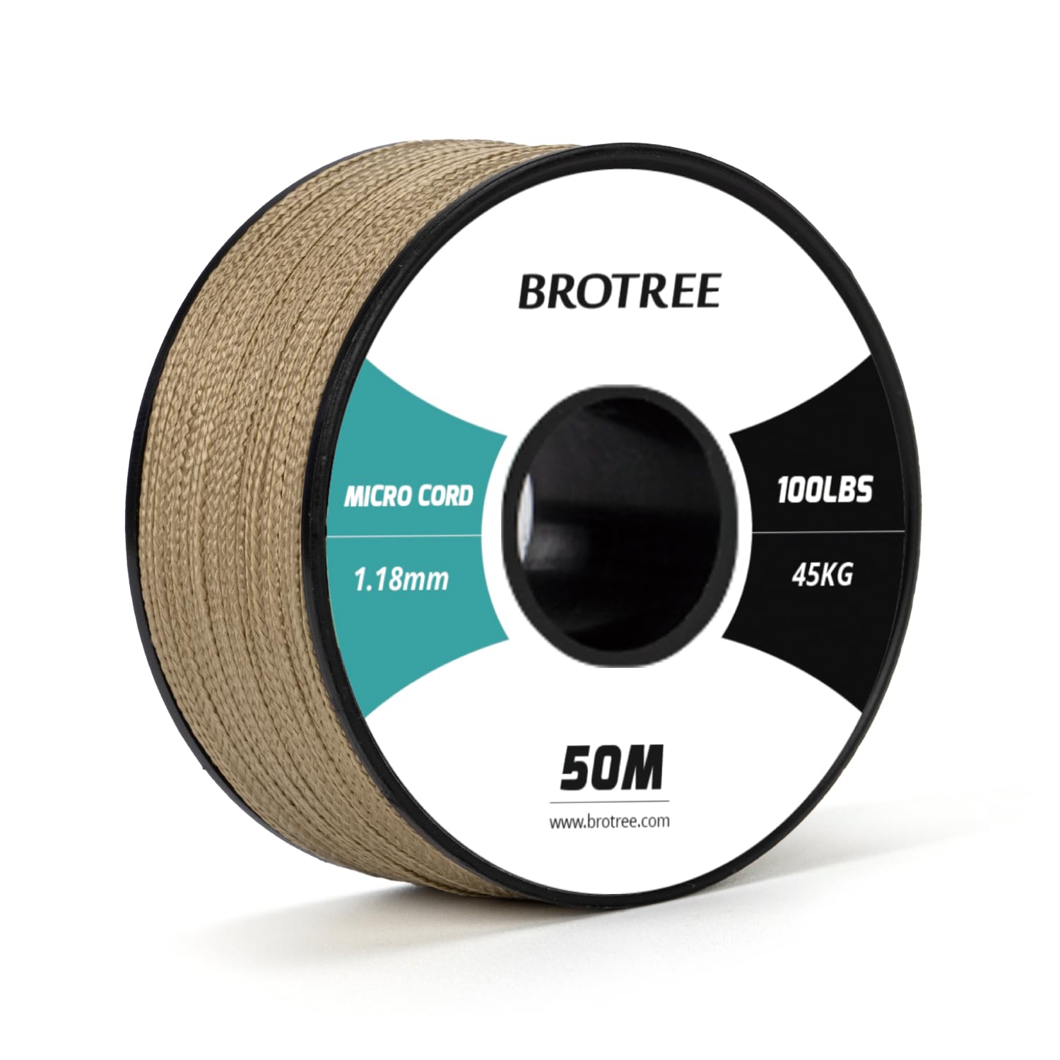 Brotree Micro Cord 1.18mm Paracord 50M Thin Braided Rope for Bracelet, Crafting and DIY - 45kg Breaking Load (Tan)