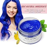 Mofajang Washable Temporary Hair Color Creme, Natural Hairstyle Color Pomade, Instant Hair Wax Dye Styling Cream Mud, Hair Pomades for Party, Cosplay, Nightclub, Masquerade, Halloween (Blue)
