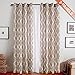 jinchan Curtains Taupe Linen Living Room Drapes Light Filtering Moroccan Tile Print Drapes Bedroom Curtain Flax Textured Geometry Lattice Grommet for Dining Room 63 Inch Length 2 Panels