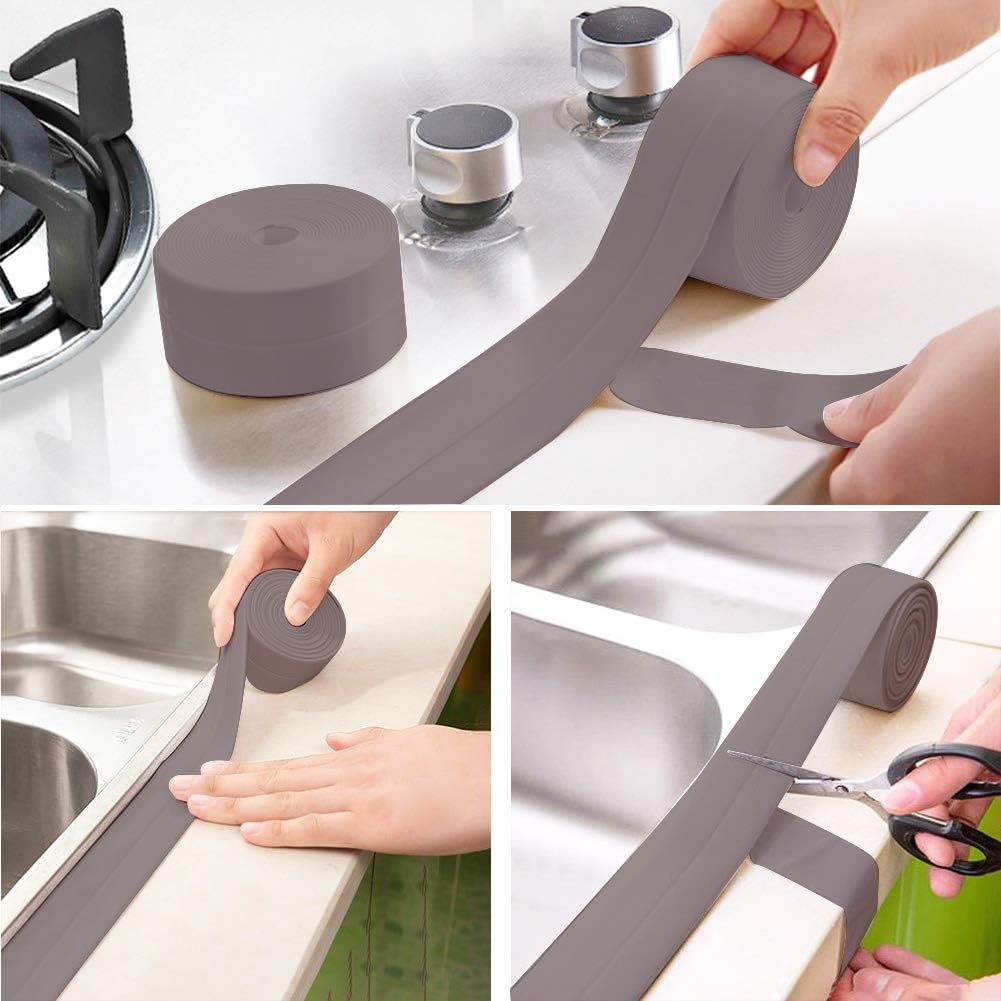 3.2M Length Wall Caulk Strip Self Adhesive Tub Bath And Wall Sealing Strip Sink Basin Trim Kitchen(22mm*3.2M-Brown) - Image 3
