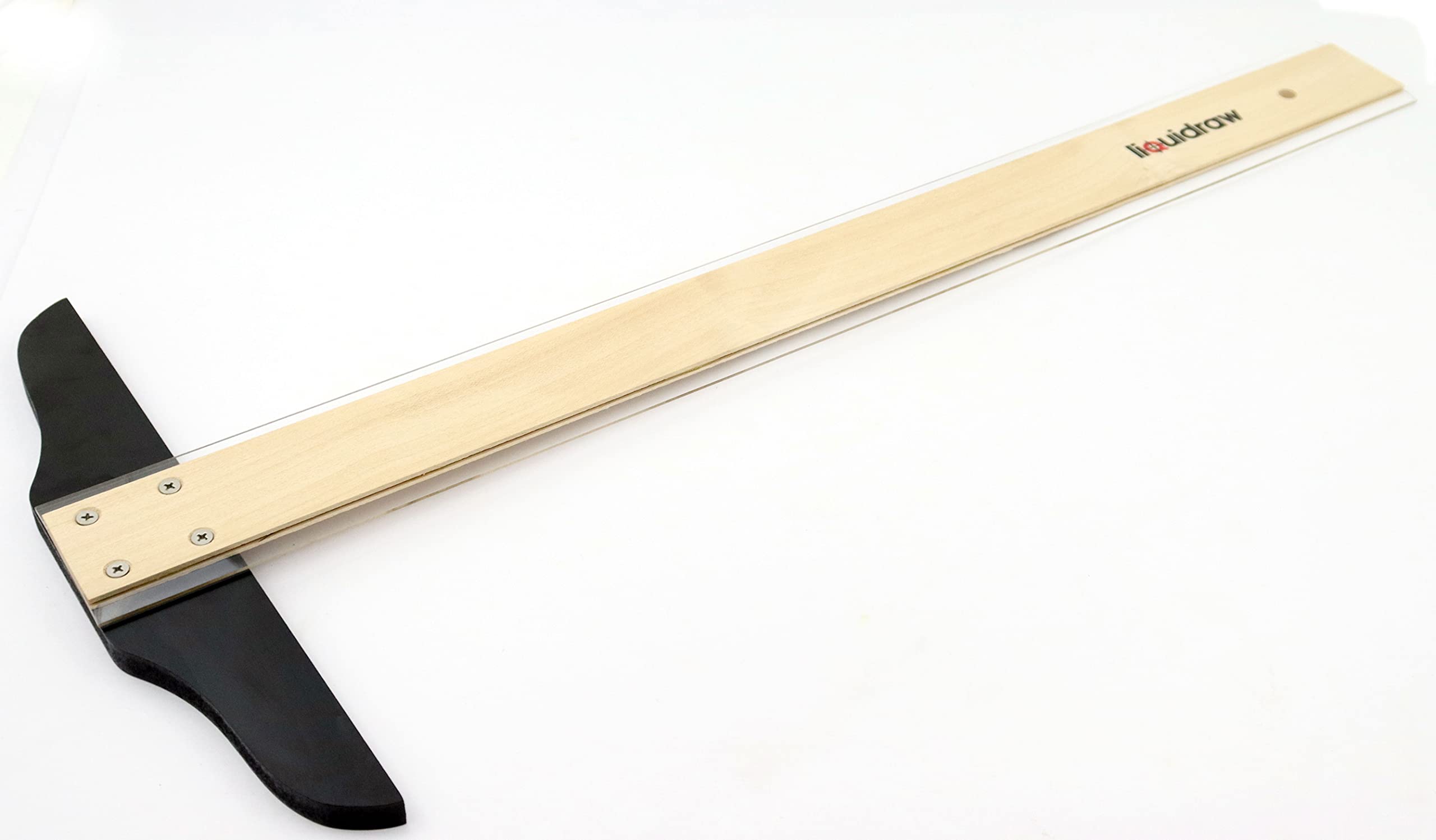 Liquidraw Wooden T-Square Ruler 60 cm / 24 Inch | Large T Shape Straight Edge Drawing Guide | Clear Acrylic Without Markings | Woodworking & Technical Measuring Tool for Engineers & Carpenters