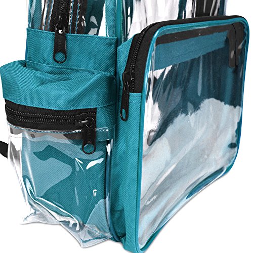 DALIX Clear Backpack Bags Smooth Plastic Transparent See Through in Teal