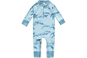 Honeysuckle Swim Company Baby Boy Sun Protective Swimsuit - Certified UPF 50+ - Easy Inseam Diaper Zipper