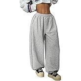 SHENHE Women's Baggy Sweatpants Elastic Waist Wide Leg Casual Loose Pants with Pockets