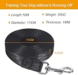Vivifying Dog Training Lead 10m Nylon Long Line with Padded Handle Black view 2