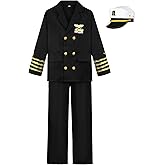 CIFITERY Navy Admiral Costume for Kids Ship Captain Uniform for Boy’s Halloween Dress Up Career Day Birthday Gifts
