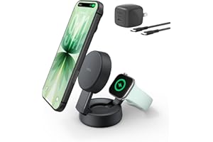 Belkin MagSafe Charger Compatible, 2-in-1 Wireless Charging Station, Qi2.2 25W Convertible Magnetic Charger for iPhone 17, Ap