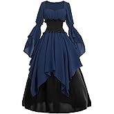 LTAKK Renaissance Dress Medieval Costume Victorian Dresses Women Peasant Gothic Fairy Witch Wedding Dress