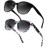 Myiaur Polarized Sunglasses for Women, Trendy Cat Eye Sun Glasses UV400 Protection Classic Retro Shade 2 Pack