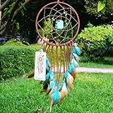 Ricdecor Indian Dream catcher Wind Chimes Feather Pendant wall hanging home decoration (Turquoise)
