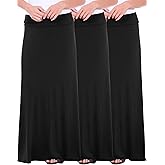 Popana 3 Pack Long Maxi Skirts for Women – Casual A-Line Plus Size Maxi Skirt, High Waisted Flowy Long Skirt for Women