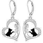 Dog Earrings 925 Sterling Silver Dog Mom Memorial Gifts for Women Lovers Heart Animal Earrings Jewelry Gifts