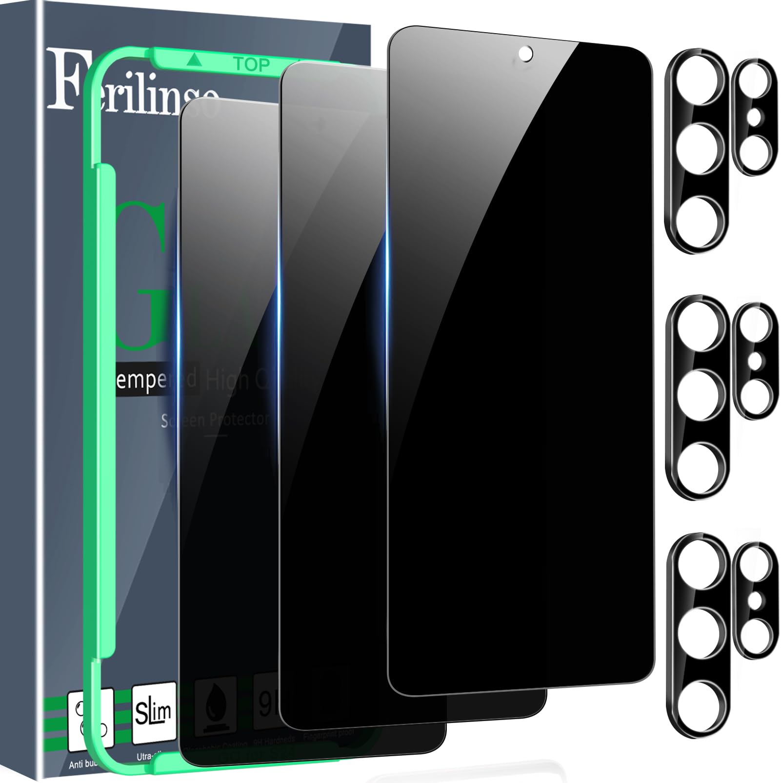 Photo 1 of Ferilinso 3 Pack Privacy Screen Protector for Samsung Galaxy S26 Ultra with 3Pack Tempered Glass Camera Lens Protector Phone Case Friendly Accessories Protector de Pantalla for Samsung S26 Ultra