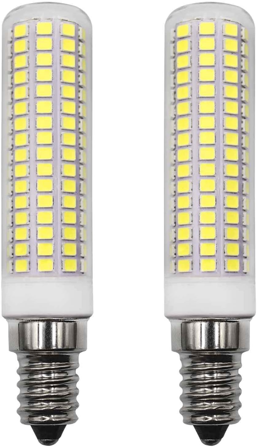 MJIUZHOU E14 Led Light Bulb 8W Equivalent to 80W 100W 120W Halogen Cool White 6500K 1160Lm AC 95V- 265V C7 Edison Chandelier Small Base for Refrigerator Ceiling Fan Bedroom Salt Lighthouse Pack of 2