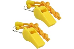 WONAPAD Whistle，2 Packs Plastic Sports Whistles with Lanyard, Loud Crisp Sound Whistle Great for Coaches, Referees,Teachers,Officials and Polices