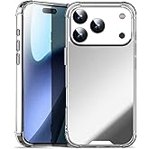 AICase Mirror Case Compatible with iPhone 17 Pro for Girls Women Makeup, Cute Glossy Hard Mirror Back+Clear Soft TPU Bumper Slim Fit Anti-Drop Shockproof Protective Phone Cover