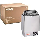 Harvia KIP Wall Mount Electric Sauna Heater, 220V-240V, 6kW, Dial Controls | Stainless Steel Construction, Built-In Dial Controls, Includes Sauna Stones, Large Stone Cavity