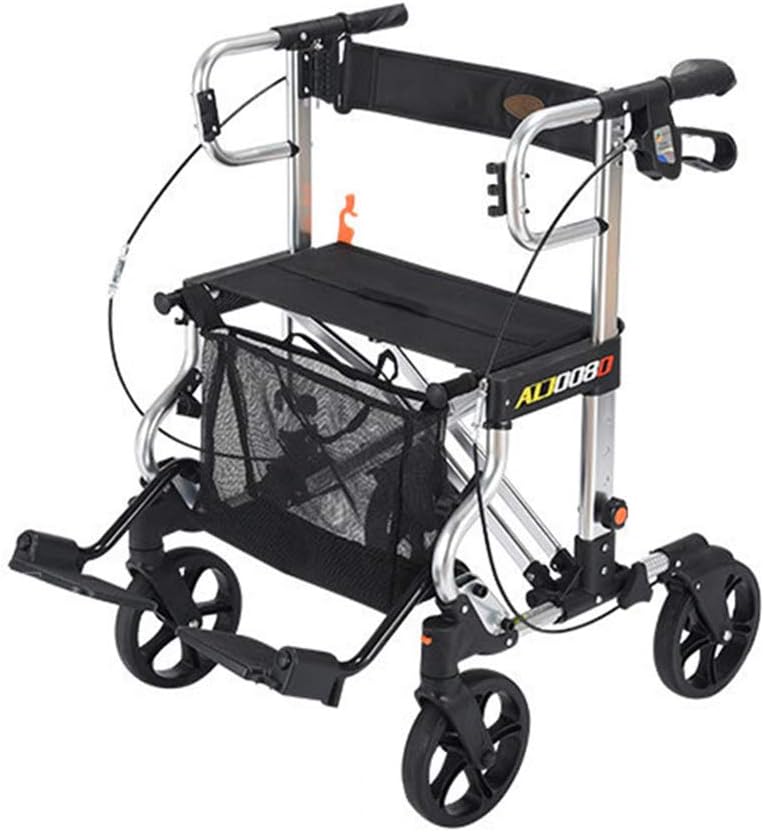 III- Folding Rollator Walker - 4 Wheel Medical Rolling Walker With Seat & Bag - Mobility Aid For Adult, Senior, Elderly & Handicap - Aluminum Transport Chair