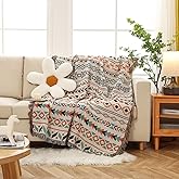 Homesy Aztec Throw Blankets Navajo Southwestern Throws Cover Reversible Green Boho Southwest Blanket for Couch Chair Sofa Bed Home Outdoor Beach Car Tent Travel Camping 51"x63"