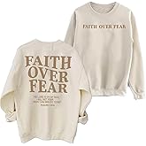 GERLEN Christian Sweatshirts Women Faith Over Fear Religious Sayings Top Pullover Casual Long Sleeve Blouse