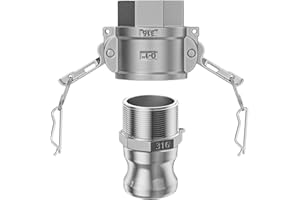 GOLUMINI 316 Stainless Steel Cam & Groove fittings，3/4" NPT Female Camlock and 3/4" NPT Male Thread Groove hose fitting，Camlock Fitting apply to Industrial and Agriculture.(Cam lock 3/4" Type D + Type F)