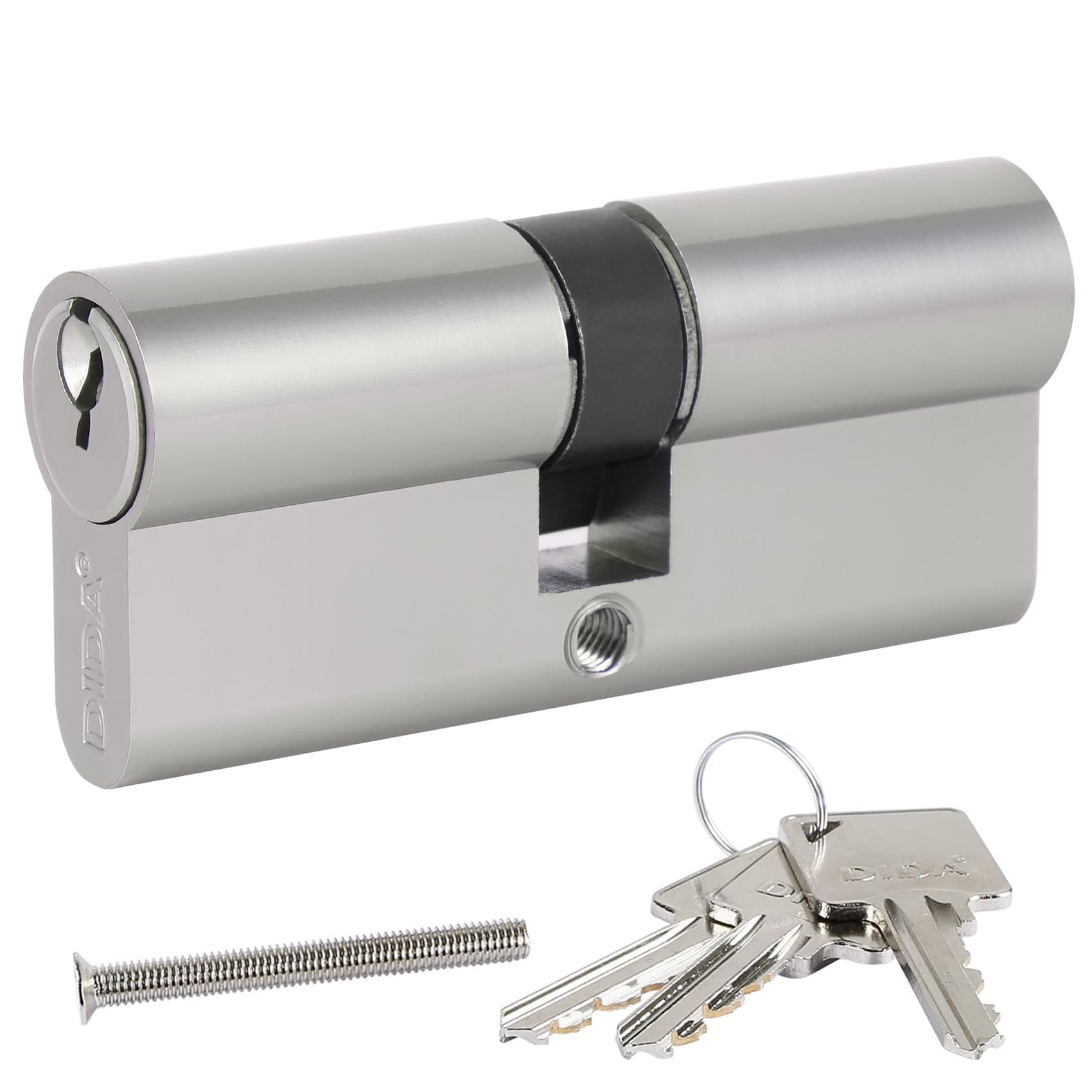 DIDA® 70mm(35/35) Euro Cylinder Lock,UPVC Door Lock Barrel with 3 Keys,High Security,Anti-Pick Anti-Bump Anti-Drill,Nickel Finish,Suitable for All Door Types,BS EN 1303:2006