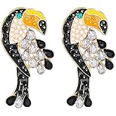 Toucan Earrings for Women, Cute Parrot Bird Earrings for Womens, Tropical Parrot Statement Dangle Earrings Hypoallergenic, Parrot Animal Drop Earrings, Zinc, No Gemstone