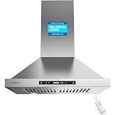 AURAKICH 30-inch Wall Mount Range Hood, 900 CFM Full Copper Motor | Ducted/Ductless Kitchen Vent Hood with Triple Smart Controls (Gesture/Remote/Touch), Tunable LED Lighting, Stainless Steel