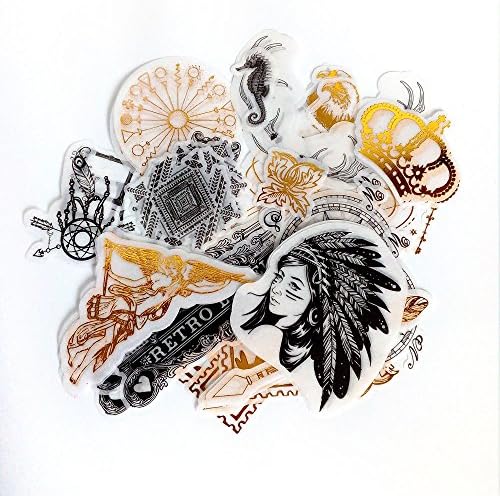 MiiSii 60 Pieces 0.8 - 4.4 Inches Large Golden Metallic Stickers and Emblishments for Scrapbooking Journal Album ( Native American )