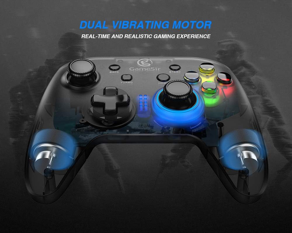 GameSir T4W PC Controller Wired Game Controller for Windows 10/8.1/8/7 Dual Shock Game Gamepad, USB Gamepad with LED Backlight Joystick Vibration Feedback, Semi-Transparent Design: Computers & Accessories