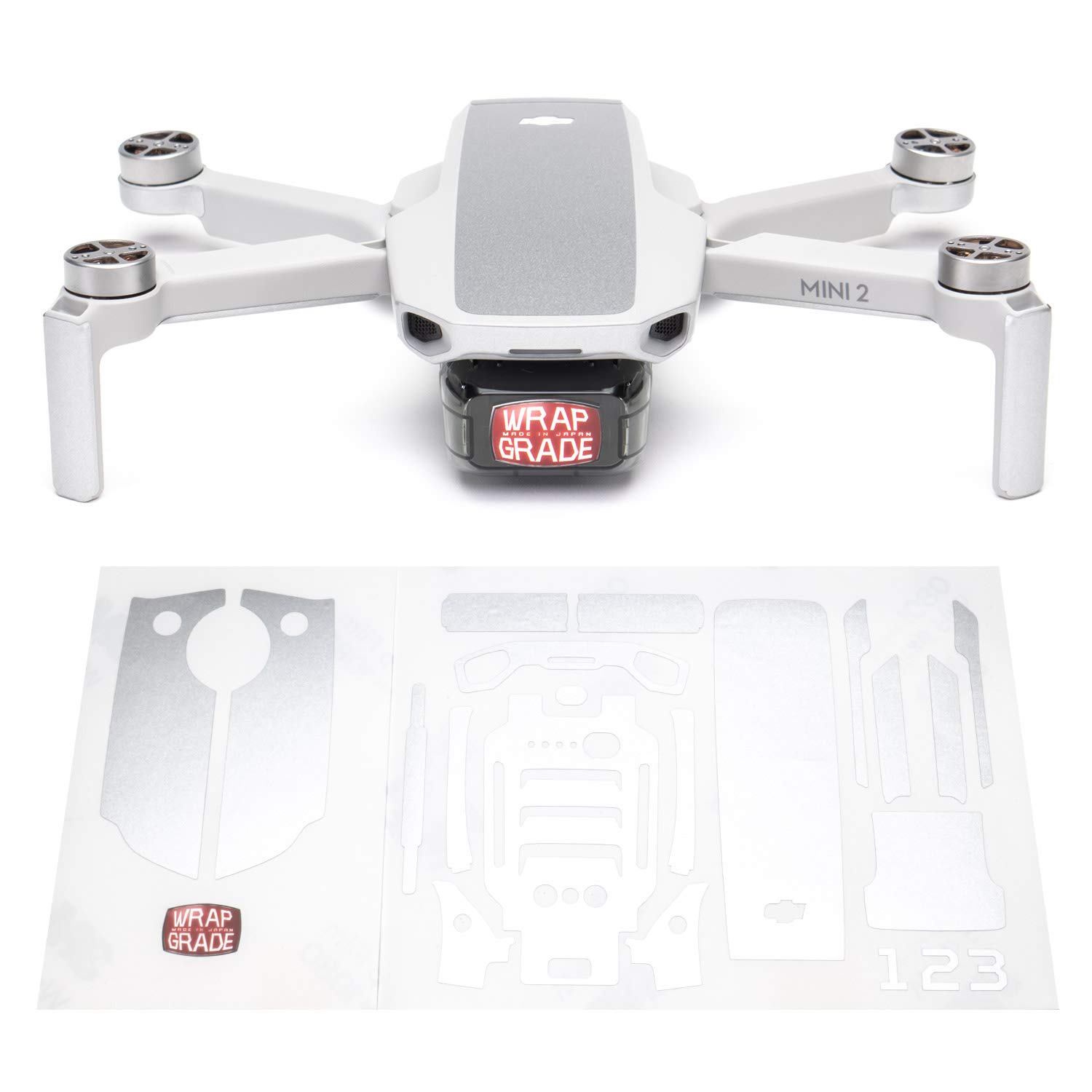 Wrapgrade Skin Compatible with DJI Mini 2 | Accent Color (AIRFORCE SILVER)