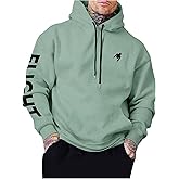 VIPWOLF Men's Graphic Hoodies Drawstring Long Sleeve Loose Fit Sweatshirt Pullover with Pocket