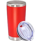 Eyasure 20 oz Tumbler with lid Double Wall Vacuum Insulated Tumblers Stainless Steel Coffee Mug Travel Coffee Tumbler Powder Coated Tumbler Cup Keep Hot&Cold- (Red 1 Pack)