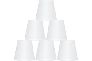 KOORLE Small Lamp Shades Clip-on Bulbs Only For Candelabra Bulbs, White Chandelier Shades 6 Pcs, Mini Lampshades for Chandeliers 4" X 6" X 5", Home Decor Fabric Linen Lampshade
