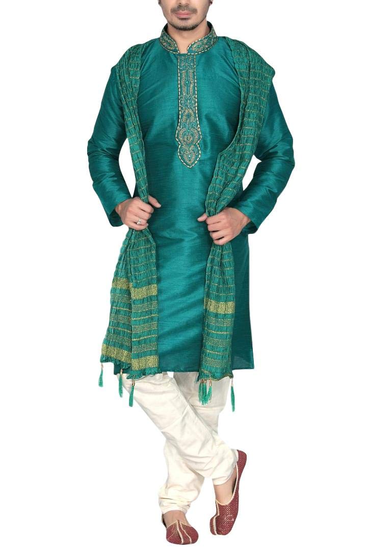 Buy MKP9008 Green and Ivory Men's Kurta 