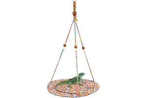 Kisfun Macrame Reptile Lizard Hammock Swing Cotton Rope Hanging Summer Bed for Bearded Dragon Leopard Gecko Cat