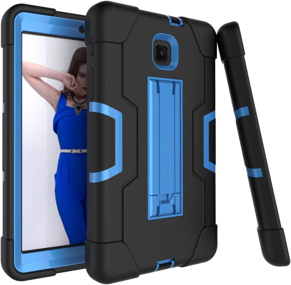 Galaxy Tab A 8.0 case 2018, Bingcok Full-Body Hybrid Shockproof Drop Protection Cover with Kickstand for Samsung Galaxy Tab A 8.0 2018 Model SM-T387 Verizon/Sprint/T-Mobile (Black+Blue)