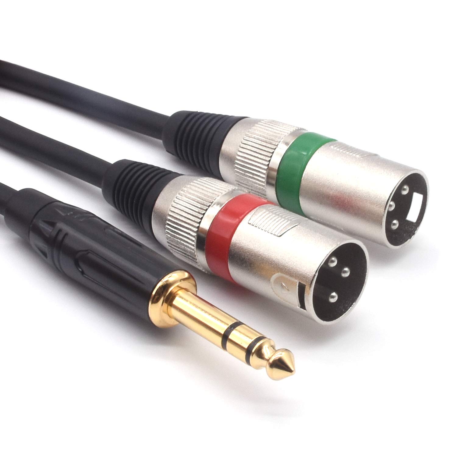 SiYear 10FT 6.35mm (1/4inch) TRS Male Plug to 2 Dual XLR Male Stereo Unbalanced Y Splitter Patch Microphone Cable Cord （3M）
