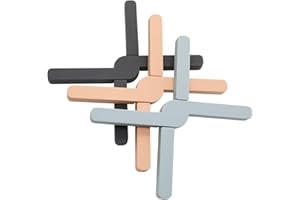 YUESUO 3 Pack Non-Slip Thick Foldable Silicone Trivets, Heat-Resistant Folding Pad, Eco Expanding Silicone Pot Holder, Hot Pad with Collapsible Cross Design Save Much Space