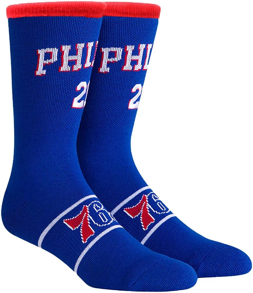 PKWY Unisex NBA Team Player Number Crew Socks (XLarge, Joel Embiid 21