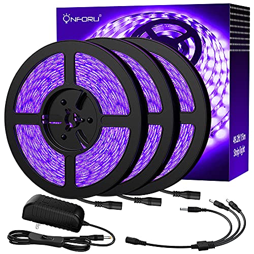 Onforu 49.2ft LED Black Lights Strip Kit, 900 Units Lamp Beads, 12V