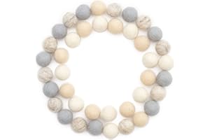 Glaciart One Felt Wool Balls, Felt Pom Poms (40 Pieces) 2 Centimeters - 0.8 Inch, Handmade Felted Neutral Colors - Bulk Small Puff for Felting and Garland